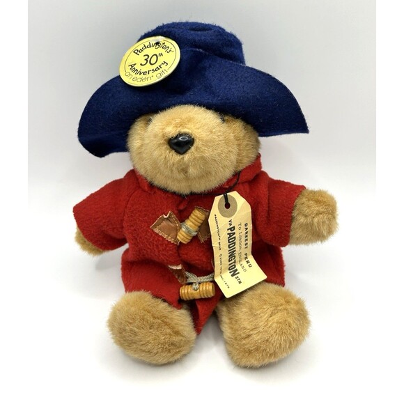 Vintage Eden Paddington Bear Plush Toy Doll w Tag Red Coat 1988 Stuffed Animal - Picture 2 of 16